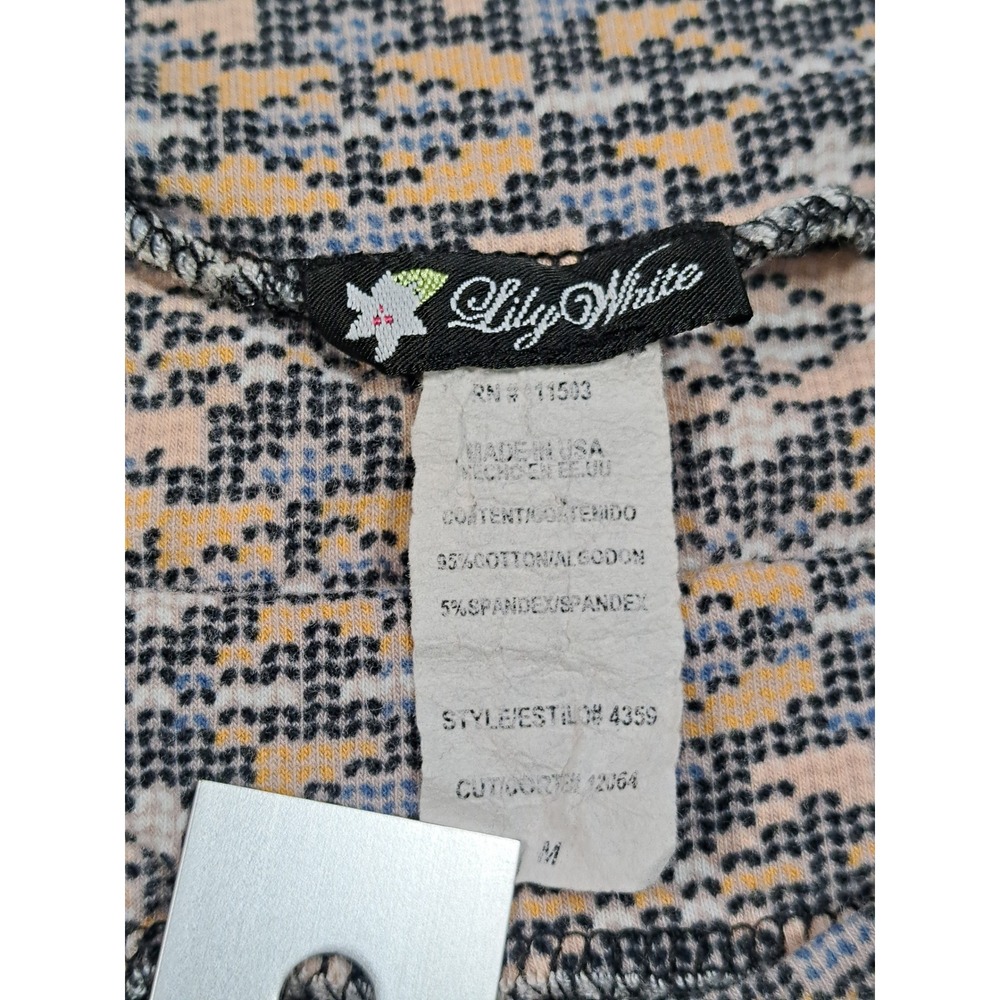 Lily White Geometric Mini Skirt Peach Blue Black Pattern Knit Size M 4359 - Picture 5 of 7